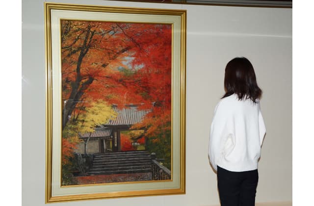 中路融人と巡る名刹 永源寺の錦秋を描いた作品初出展